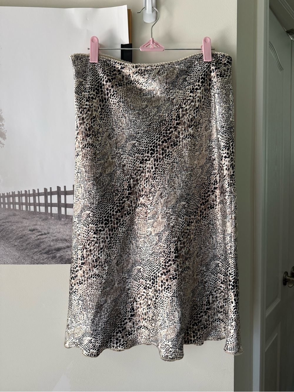 Y2K XOXO Snake Print Satin Midi Skirt Medium